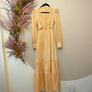 Vintage Gunne Sax maxi Prairie dress Peach